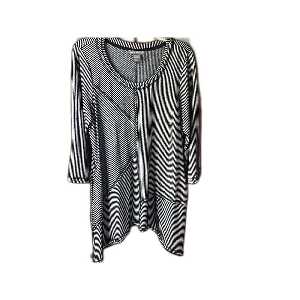 Kate & Mallory Womens Dress Size M Black Striped Sharkbite Hem Patchwork Raw Edg